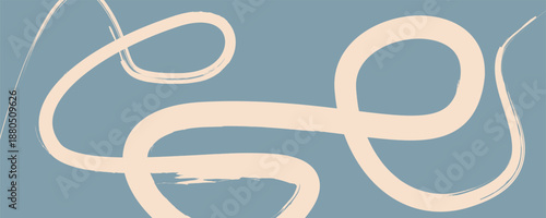 Minimal abstract wavy background in neutral tone colors for web and branding .Curved Dry Brush Stroke . Looped brush line . Vector