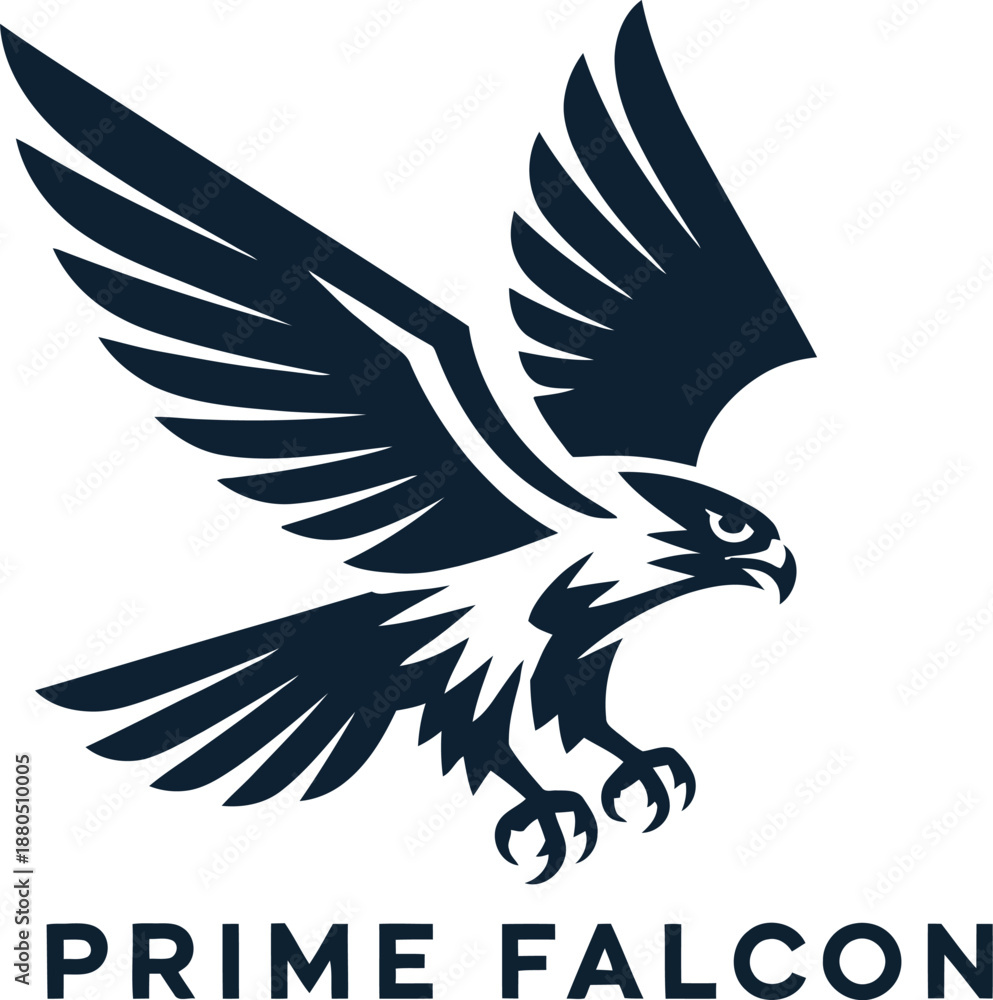 Obraz premium Powerful falcon logo with dynamic wings, symbolizing speed, freedom, vision, and leadership, perfect for sports teams, security, and premium branding.