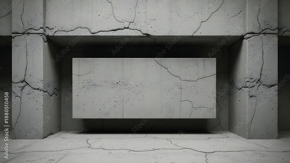 custom made wallpaper toronto digitalCracked concrete empty room with blank sign.