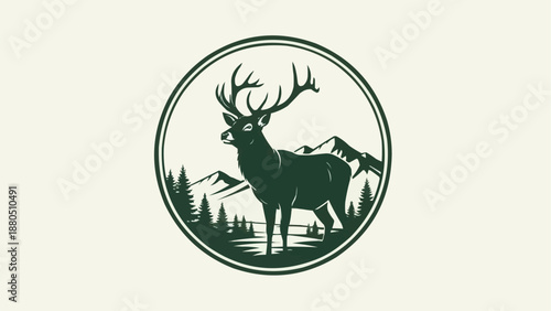 Majestic Stag Standing Proudly in a Forest Landscape.