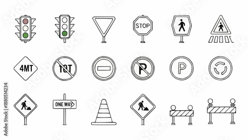 Collection of Hand Drawn Traffic and Road Signs.