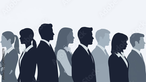 Diverse Group of Business Professionals Standing in a Line.