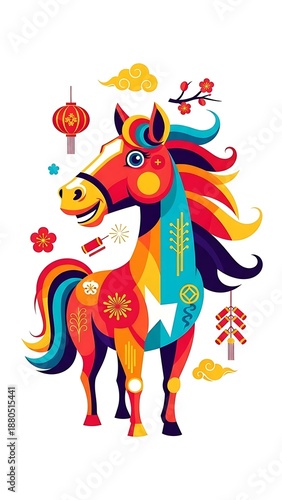 Colorful illustration of the chinese zodiac horse