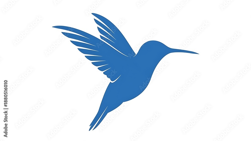 Obraz premium Blue hummingbird silhouette on white background vector
