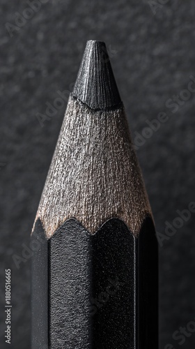 Wallpaper Mural Closeup Black Pencil Minimal Background Black Paper Top View Torontodigital.ca