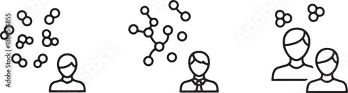 People Icons Showing Data Dissemination and Grouping Isolated on white background