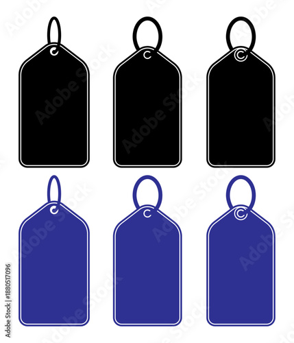 Blank price tag with string isolated on white background, Hanging price tag label blank paper tag for product display, Blank retail price tag with string isolated background, Clean blank price tag set