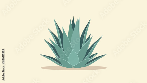 Minimalist digital illustration of a blue-green agave plant on a cream background