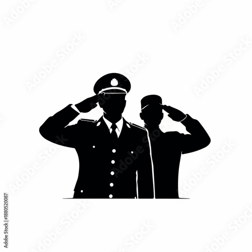 PrintTwo soldiers or officers saluting silhouette illustration