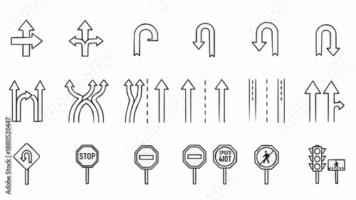 Collection of Road Signs and Arrows Icons.