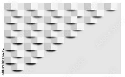 Abstract 3D Geometric White Background with Raised Square Pattern and Soft Shadows