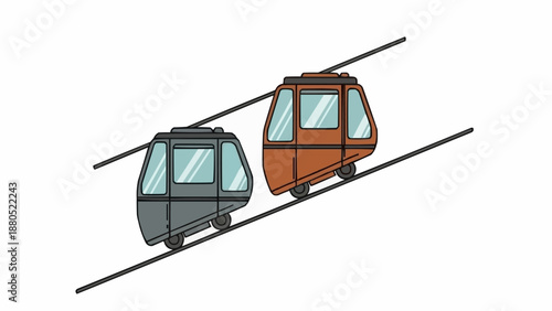 Two Cable Cars Moving on Parallel Lines.