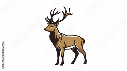 Majestic Stag with Large Antlers Standing Proudly.