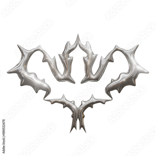 3d render y2k symbol metal chrome abstract 