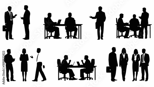 Business Meeting Silhouettes Diverse Professionals Collaborating.