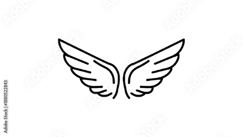 Minimalist Thin Line Art Angel Wings Illustration