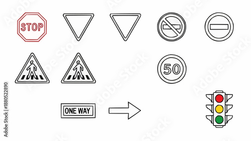 Collection of Road Traffic Signs and Signals.
