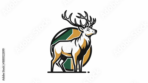 Majestic Stag Standing Proudly With Antlers and Abstract Background.