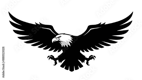 Majestic Bald Eagle Silhouette with Spread Wings