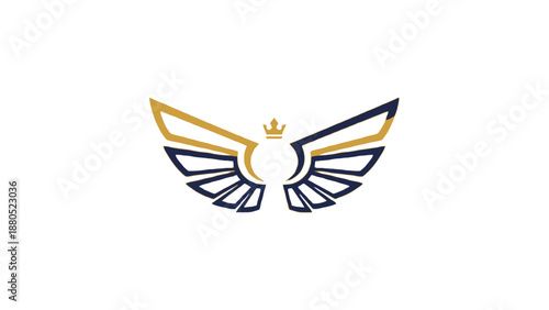 Royal Golden Wings with Crown Luxury Emblem