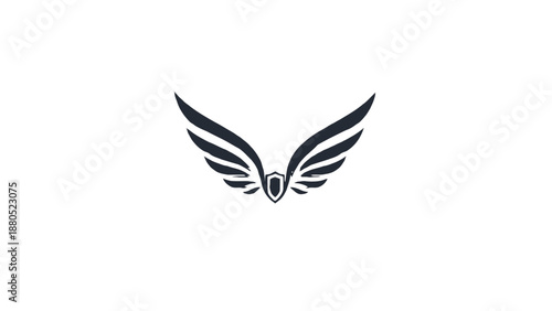 Modern Security Wing Shield Emblem Logo