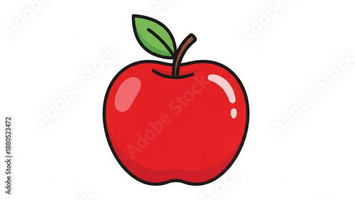 Vibrant red apple with green leaf on white background fresh and healthy eating concept