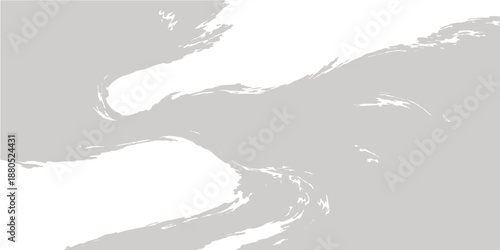 Vector illustration of a world map overlaying a snowy winter mountain landscape with blue water and peaks reaching through white clouds under a mist covered sky