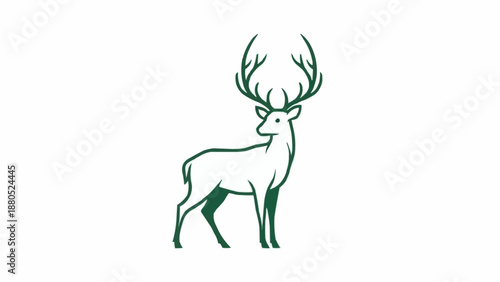 Elegant Stag Silhouette with Majestic Antlers.