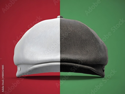 Split Tone Hat on Colorful Background