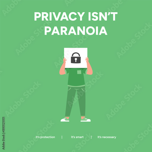 Personal Digital Privacy Illustration Showing Person Holding a Lock Symbol Over Their Face