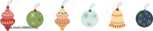 Colorful christmas ornaments hanging on tree