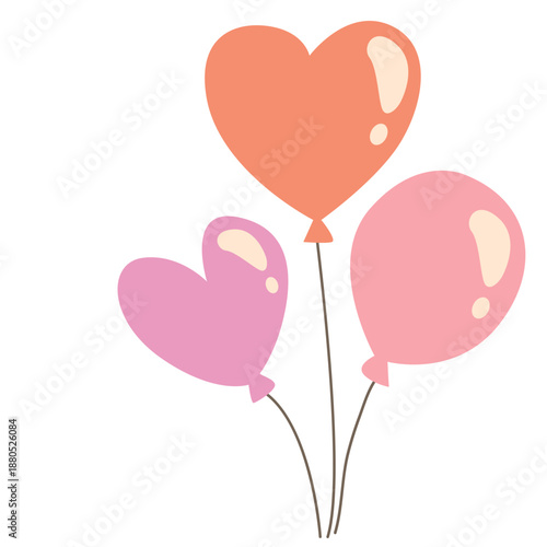 Bouquet of pastel round balloons in pink, green, yellow, and orange icon for kids’ parties or vibrant celebration themes.