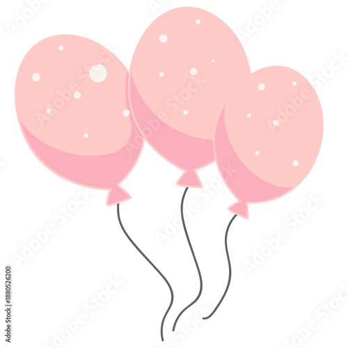 Cluster of three soft pink balloons with white dots icon for party invites, social media, or joyful event branding.