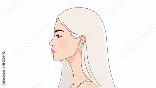 Profile portrait of a young woman with long blonde hair.