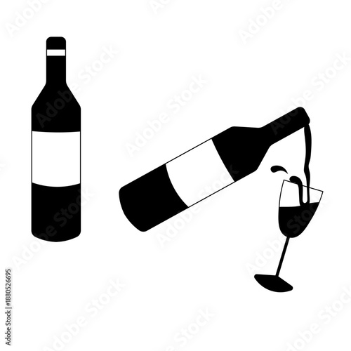 Bottle Pouring Wine Glass Alcohol , full bottle of wine