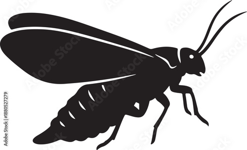 Firefly Silhouette on White Background