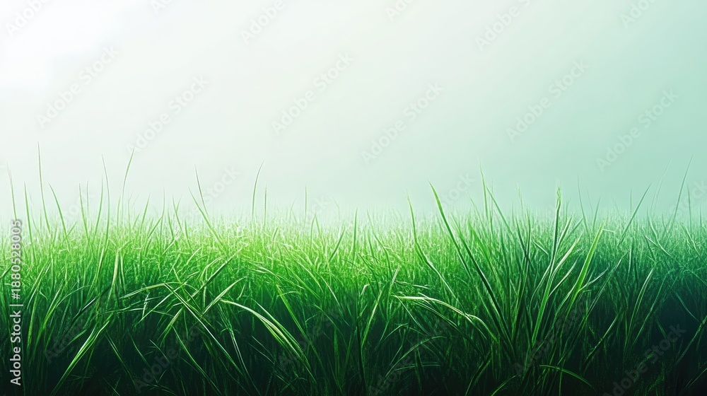 Fototapeta premium Misty Meadow Grass Illustration