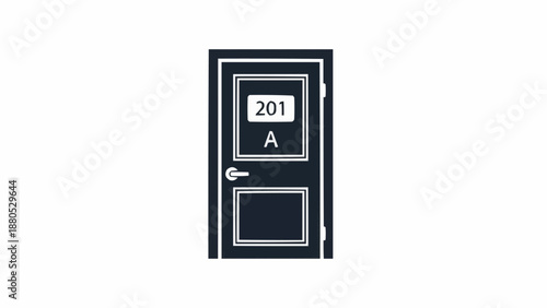 Black door with room number 201 A and handle.