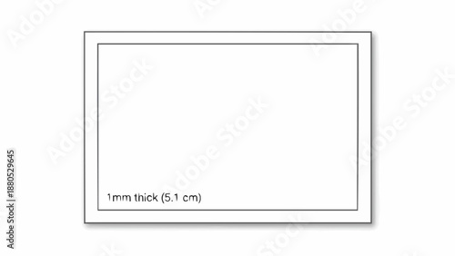 Blank White Card with Thickness Measurement.