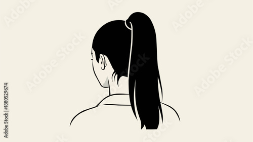 Woman with High Ponytail Hairstyle.