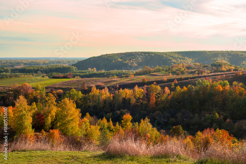 Wallpaper Mural Vibrant Autumn Landscape with Rolling Hills and Golden Forests Torontodigital.ca