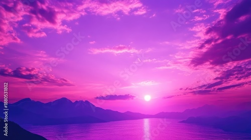Violet neon glow sky background