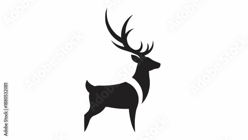 Majestic Stag Silhouette with Antlers.