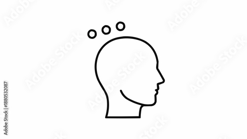 Human Head Silhouette With Thought Bubbles Icon.