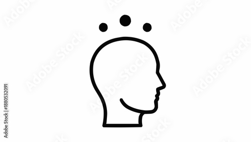 Abstract Icon of Human Head with Thought Bubbles.