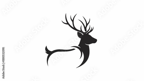 Stylized Silhouette of a Majestic Stag with Antlers.