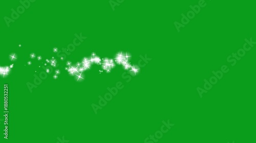Glitter stars flashing motion graphic isolated on green screen backdrop. flashing stars frame useful for transition and wipe effect