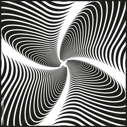 Optical illusion wavy lines creating a vortex effect