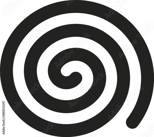 Black spiral graphic line art rotating pattern