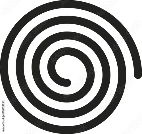 Black spiral line symbol representing movement and hypnosis
